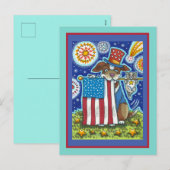 PATRIOTISCHE VLAGVOEDINGSMOUSE, FUNNY CUMENT  FEESTDAGENKAART (Voorkant / Achterkant)