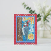 PATRIOTISCHE WOODPECKER-FIREWORKS, 4 JULI BIRD FEESTDAGENKAART (Staand voorkant)