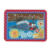 PATRIOTISCHE WOODPECKER-FIREWORKS, 4 JULI BIRD MAGNEET (Horizontaal)