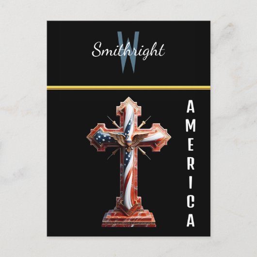 Patriots Embleem: Amerikaans Vlag Kruis Briefkaart (Voorkant)