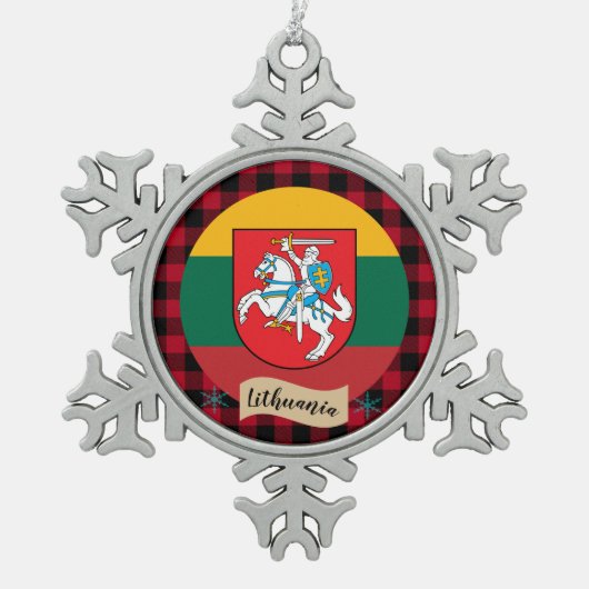 Patriotten Litouwen, buffelpleister, Litouwse vlag Tin Sneeuwvlok Ornament (Voorkant)