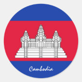 Patriotten van Cambodja en Cambodjaanse vlag Ronde Sticker (Voorkant)