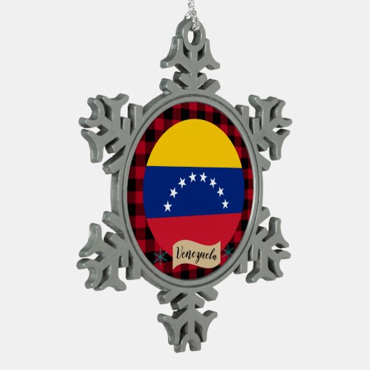 Patriotten Venezuela, buffelpleister, Venezolaanse Tin Sneeuwvlok Ornament (Links)