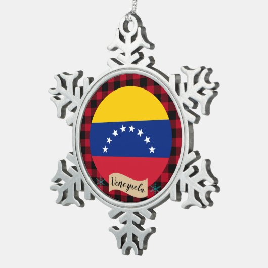 Patriotten Venezuela, buffelpleister, Venezolaanse Tin Sneeuwvlok Ornament (Rechts)