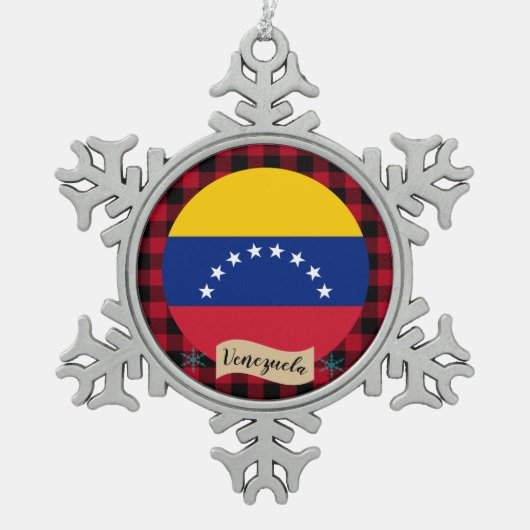 Patriotten Venezuela, buffelpleister, Venezolaanse Tin Sneeuwvlok Ornament (Voorkant)