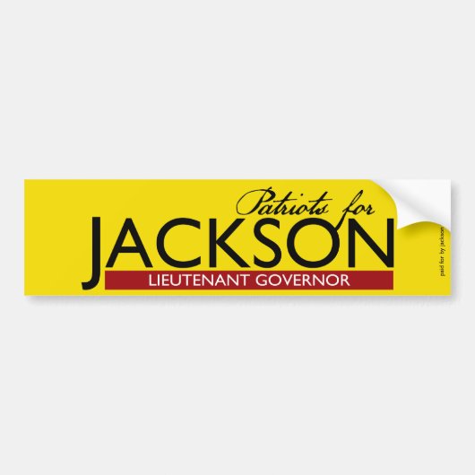 Patriotten voor Jackson voor gouverneur Bumper Sti Bumpersticker (Voorkant)