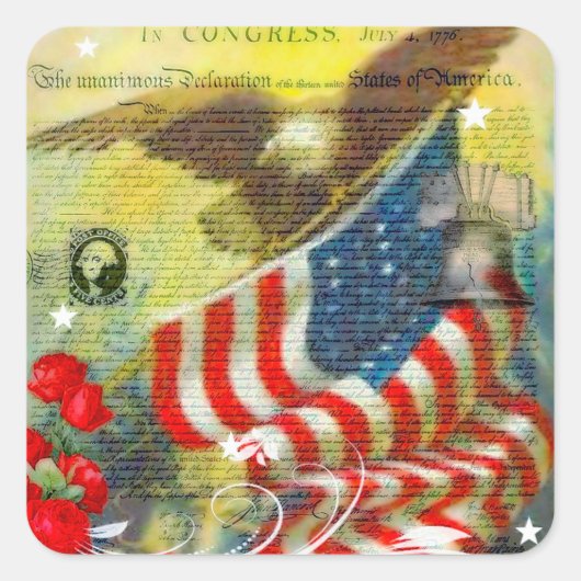 Patriotthema Vierkante Sticker (Voorkant)