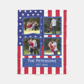 Patriottic 4 Photo Collage American Flag Monogram  Fleece Deken (Voorkant)