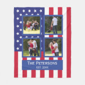 Patriottic 4 Photo Collage American Flag Monogram  Fleece Deken (Voorkant)