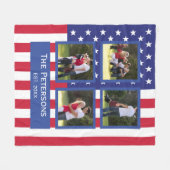 Patriottic 4 Photo Collage American Flag Monogram  Fleece Deken (Voorkant (Horizontaal))