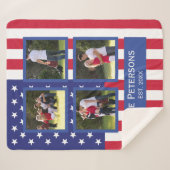 Patriottic 4 Photo Collage American Flag Monogram  Sherpa Deken (Voorkant (horizontaal))