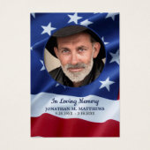 Patriottic America Flag Veteran Funeral Prayer Car Visitekaartje (Voorkant)