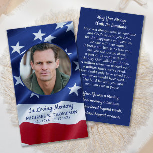 Patriottic America Flag Veteran Funeral Prayer Car Visitekaartje