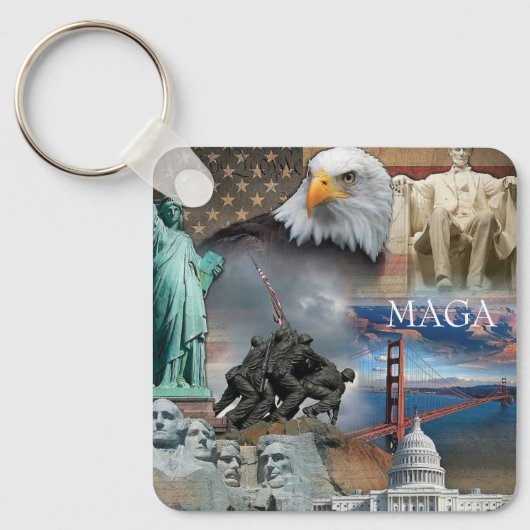 Patriottic America MAGA Liberty Sleutelhanger (Voorkant)