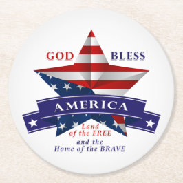 Patriottic America Star V3 Ronde Kartonnen Onderzetter