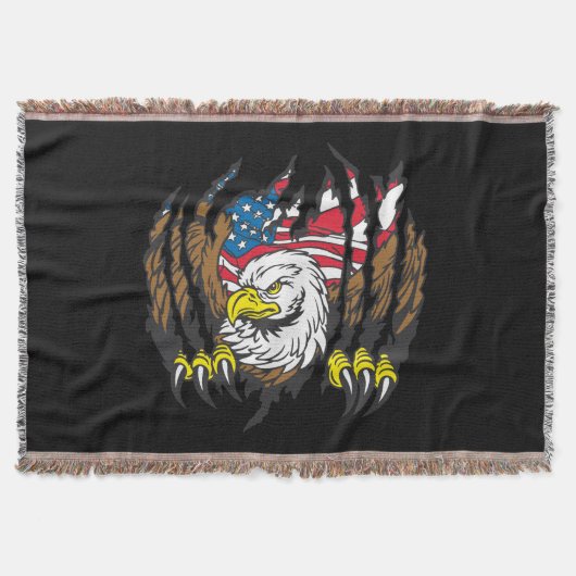 Patriottic American Bald Eagle USA Vlag Deken (Voorkant)