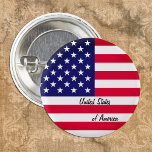 Patriottic American Flag button, VS, Verenigde Sta Ronde Button 3,2 Cm<br><div class="desc">Buttonnen:  patriottische Amerikaanse vlag & Verenigde Staten van Amerika - hou van mijn land,  reizen,  vakantie,  patriotten / sportfans VS</div>