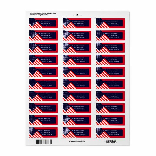 Patriottic American Flag Return Address Label (Full Sheet)