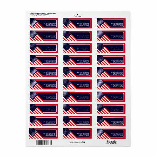 Patriottic American Flag Return Address Label (Full Sheet)