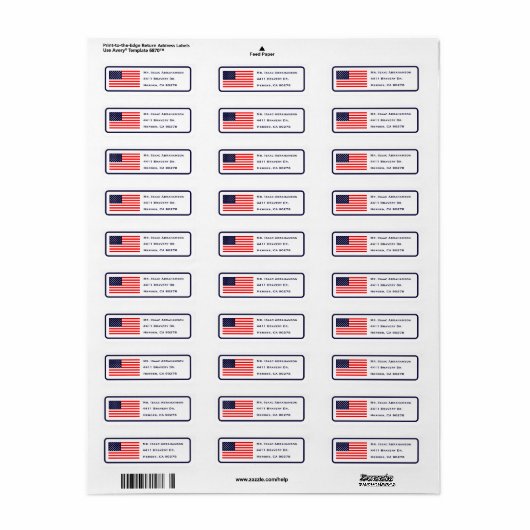 Patriottic American Flag Return Address Label (Full Sheet)