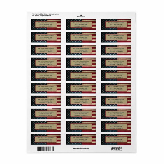 Patriottic American Flag Return Address Label (Full Sheet)