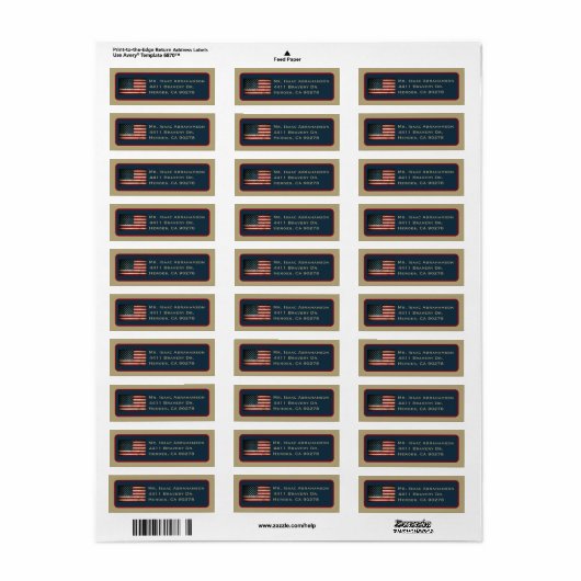 Patriottic American Flag Return Address Label (Full Sheet)