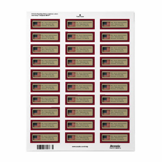 Patriottic American Flag Return Address Label (Full Sheet)