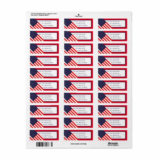 Patriottic American Flag Return Address Label (Full Sheet)