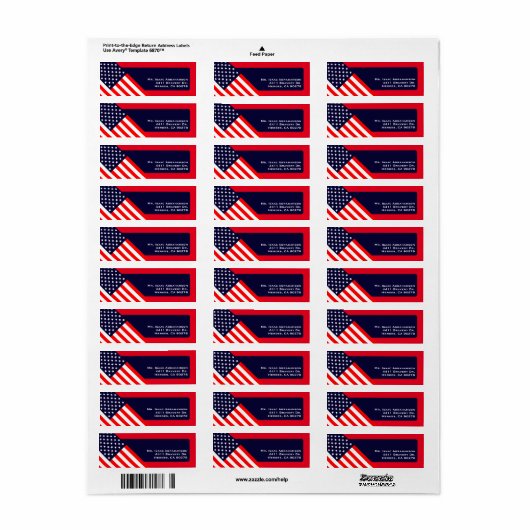 Patriottic American Flag Return Address Label (Full Sheet)