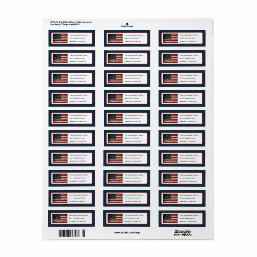 Patriottic American Flag Return Address Label (Full Sheet)