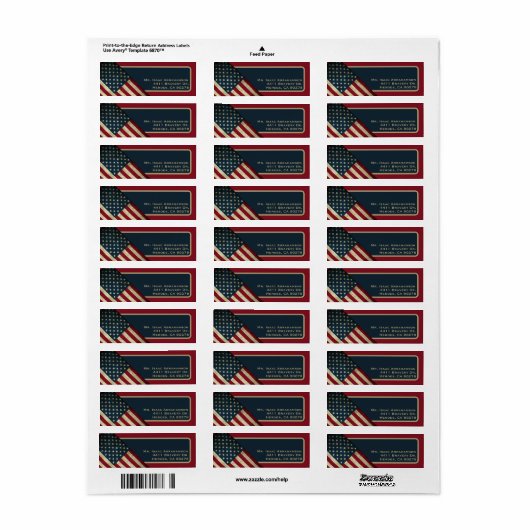 Patriottic American Flag Return Address Label (Full Sheet)