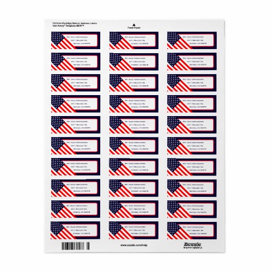 Patriottic American Flag Return Address Label (Full Sheet)