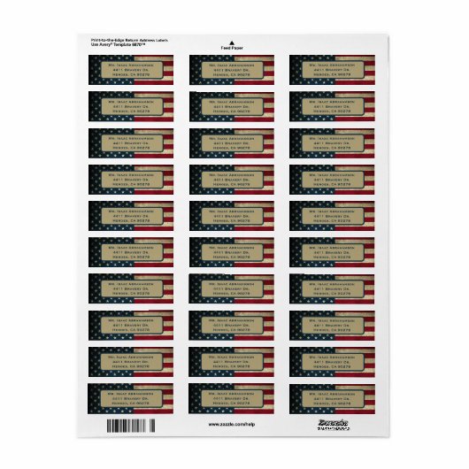 Patriottic American Flag Return Address Label (Full Sheet)