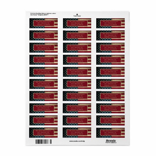 Patriottic American Flag Return Address Label (Full Sheet)