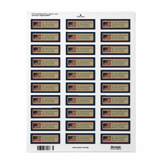 Patriottic American Flag Return Address Label (Full Sheet)