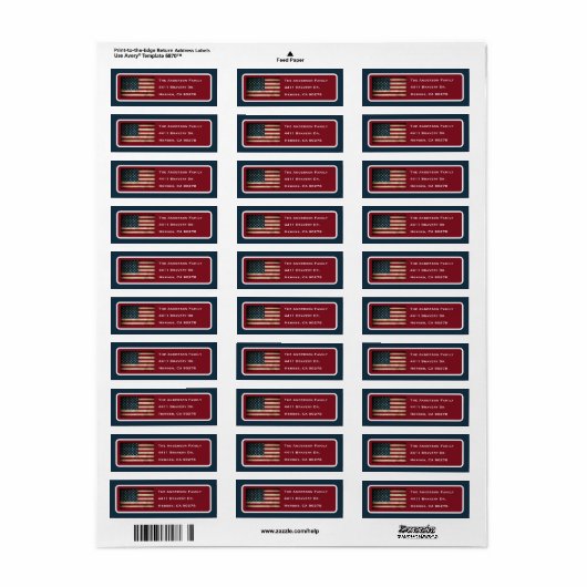 Patriottic American Flag Return Address Label (Full Sheet)