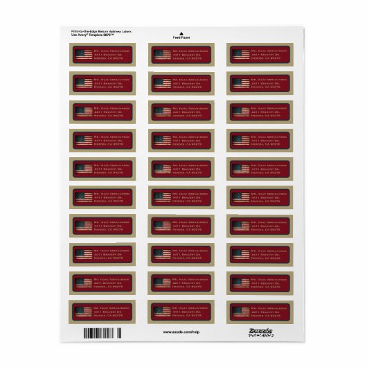 Patriottic American Flag Return Address Label (Full Sheet)