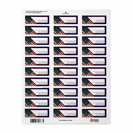 Patriottic American Flag Return Address Label (Full Sheet)