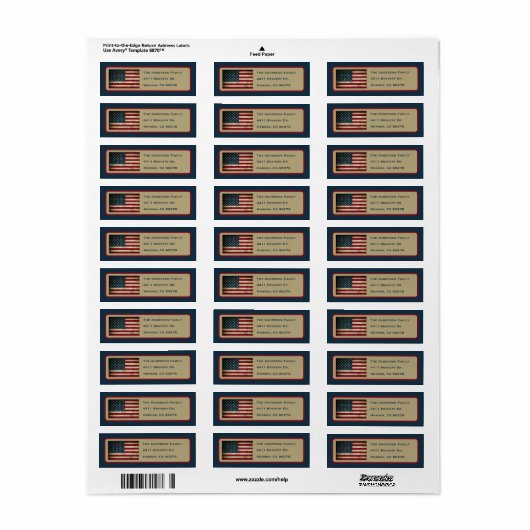 Patriottic American Flag Return Address Label (Full Sheet)