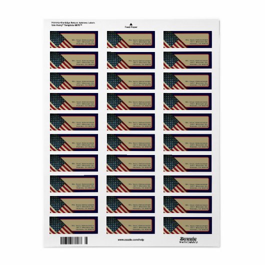 Patriottic American Flag Return Address Label (Full Sheet)
