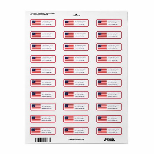 Patriottic American Flag Return Address Label (Full Sheet)