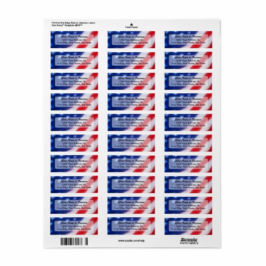 Patriottic American Flag Return Address Label (Full Sheet)