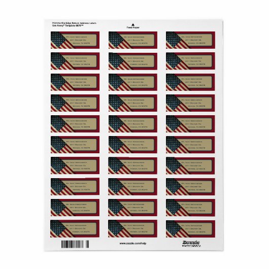 Patriottic American Flag Return Address Label (Full Sheet)
