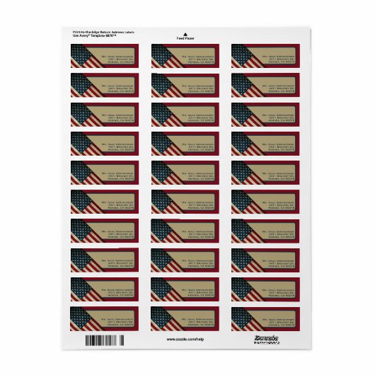 Patriottic American Flag Return Address Label (Full Sheet)