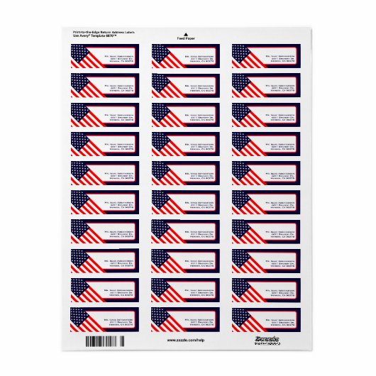 Patriottic American Flag Return Address Label (Full Sheet)