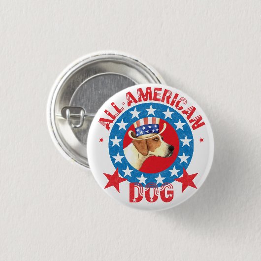 Patriottic American Foxhound Ronde Button 3,2 Cm (Voorkant /achterkant)