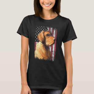 Patriottic American Vizsla Dog Usa vlag T-shirt