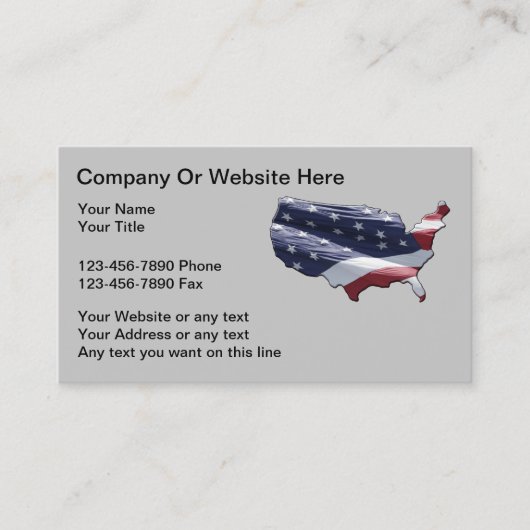 Patriottic Americana Theme Bedrijfskaart Template Visitekaartje (Voorkant)