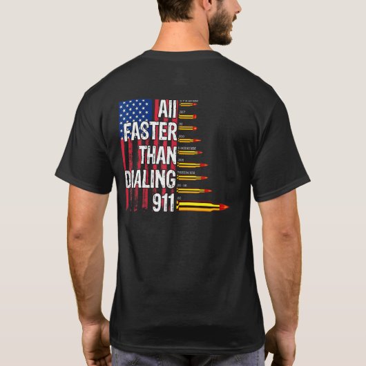 Patriottic Ammo Pistool Eigenaar VS vlag sneller d T-shirt (Achterkant)