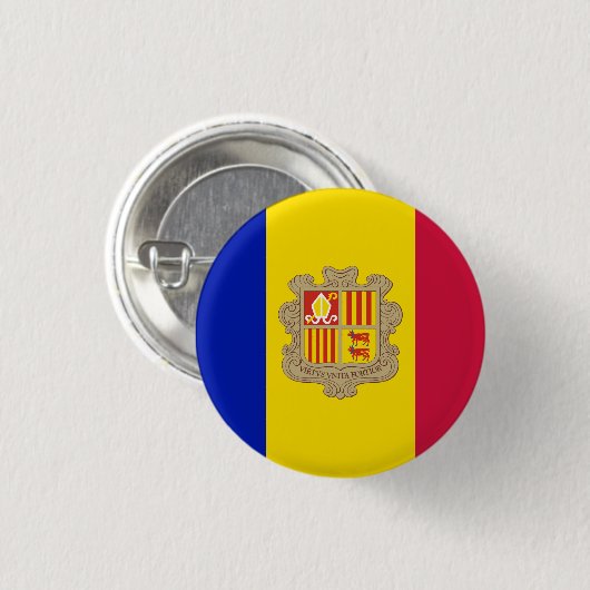 Patriottic Andorra Flag Ronde Button 3,2 Cm (Voorkant /achterkant)